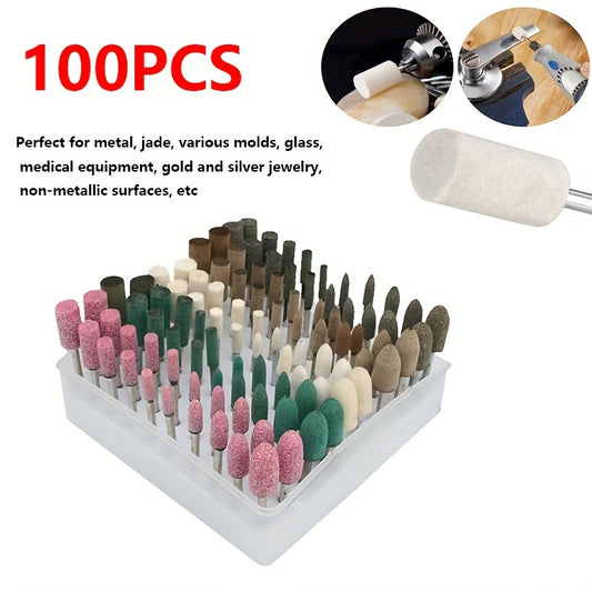 100pcs Assorted Shape Polishing Bits Buffing Wheel Drill Accessories