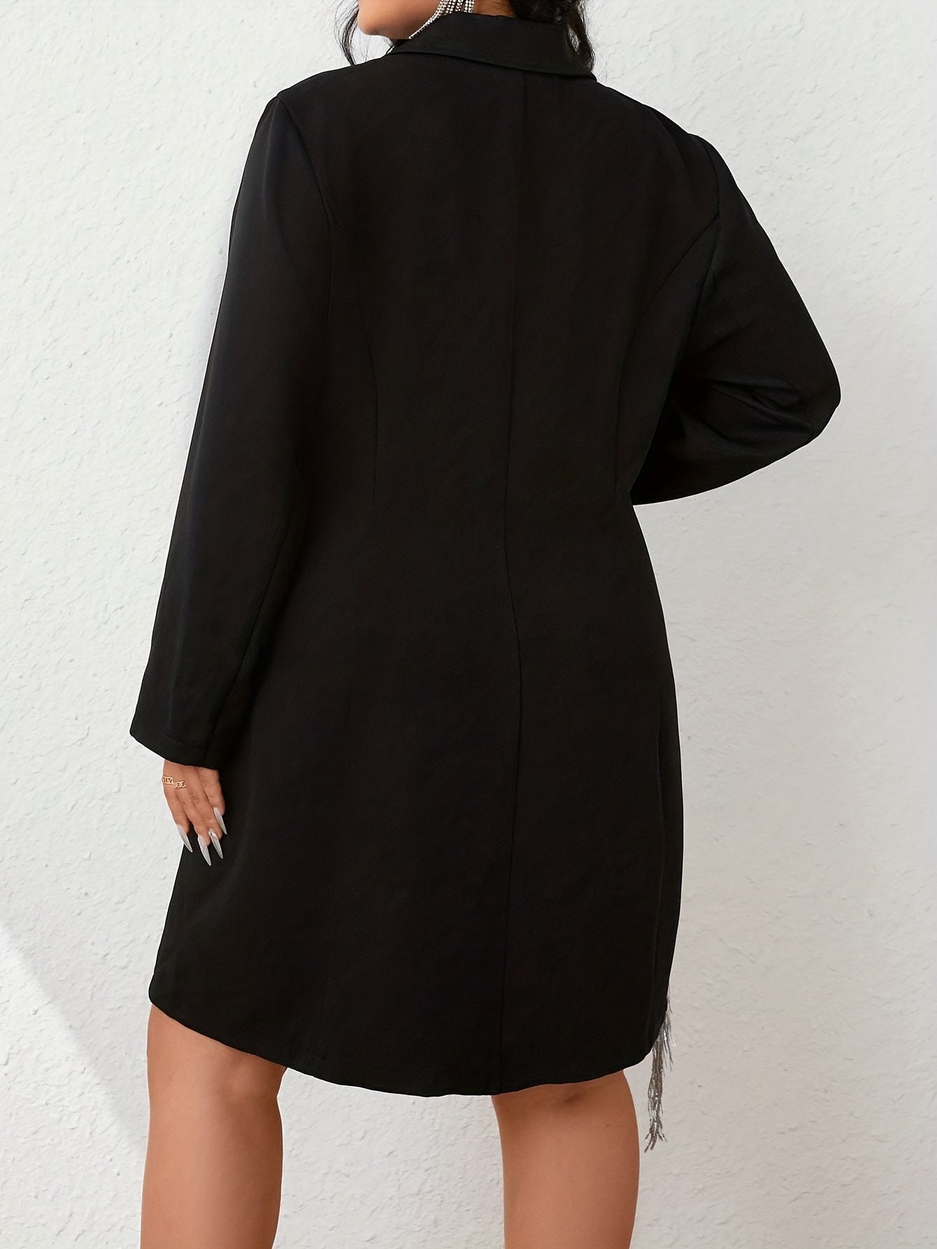 Solid Button Up Long Sleeve Dress