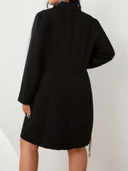  Solid Button Up Long Sleeve Dress