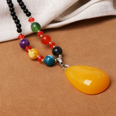 Retro Beeswax Long Sweater Necklace Chain Pendant