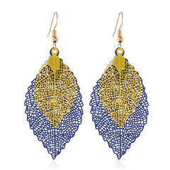 Hollow Gradient Leaf Drop Earrings Women's Accessories