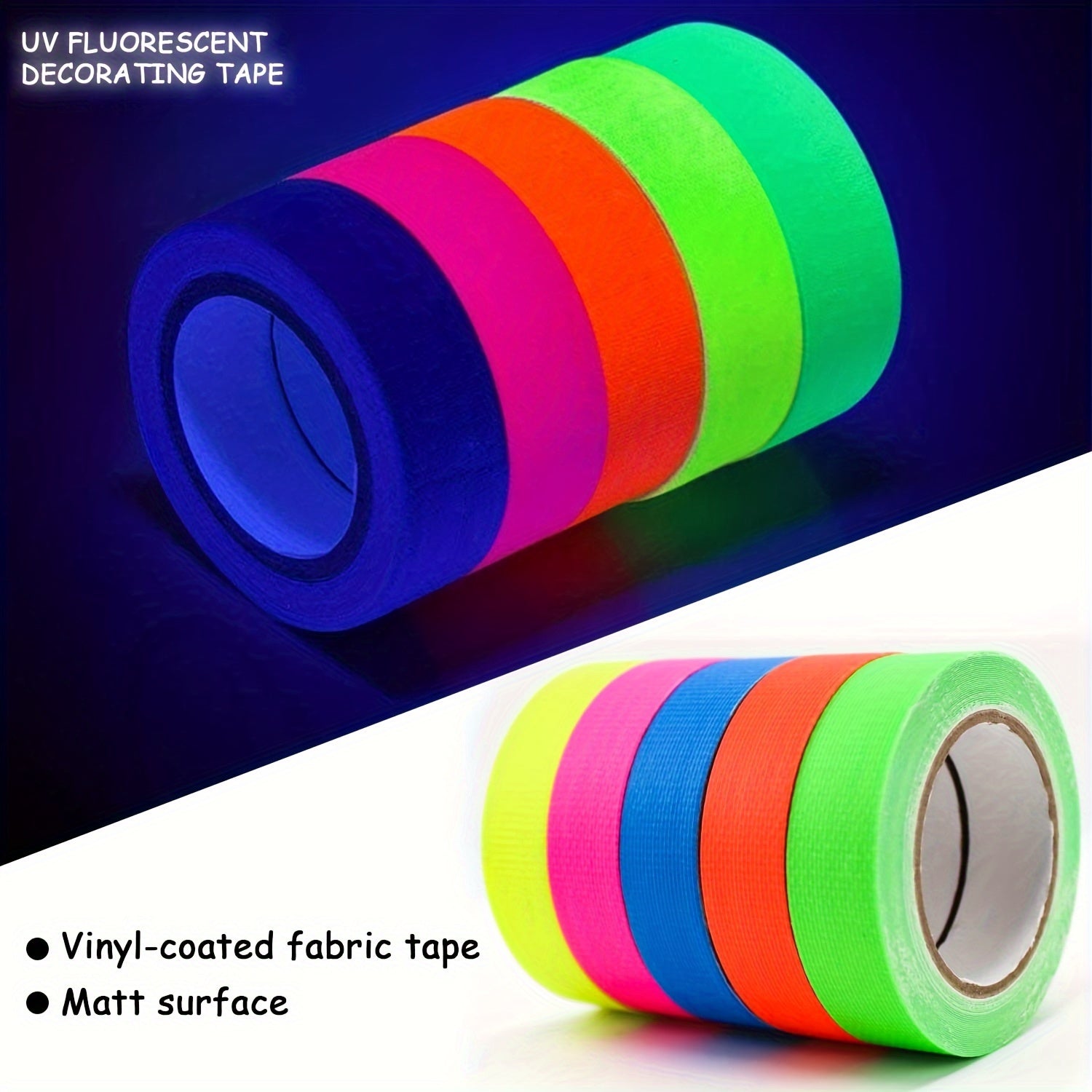 5pcs Neon Adhesive Tapes 5 Colours 5m x 12.7mm