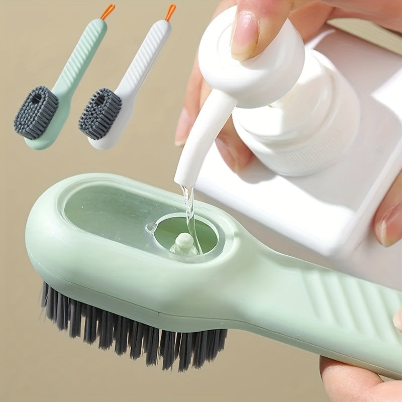 Automatic Liquid Adding Shoe Brush Long Handle Clothes Laundry Cleaning Tool