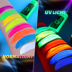 UV Body Paint Kit Glow in the Dark Blacklight Reactive Stencils Brushes