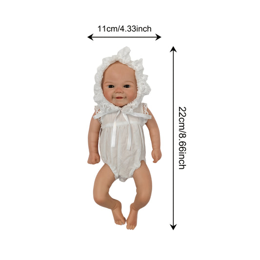 13" Vivienne Girl Reborn Doll Full Body Silicone Open Mouth Lace Hat Dress