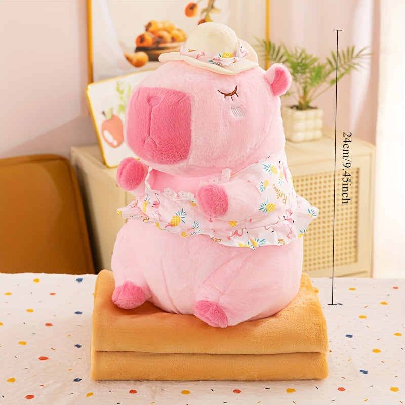 Summer Pink Capybara Plush Toy for Beach Vacation Vibes