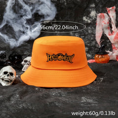 Halloween Pumpkin Print Bucket Hat Unisex Orange Sunscreen Basin Hat
