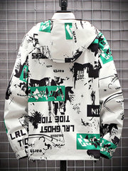 Graffiti Bear Windbreaker Reversible Jacket Men's Zip Jacket