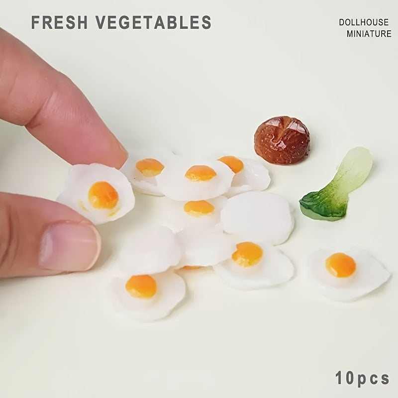 10 Dollhouse Kitchen Accessories Fried Egg Models Realistic Food Decorations
