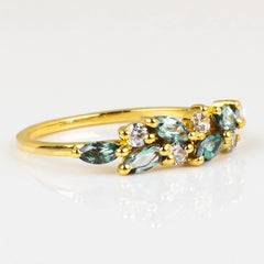 Zircon Inlaid Promise Ring 18K Plated Engagement Women's Gift