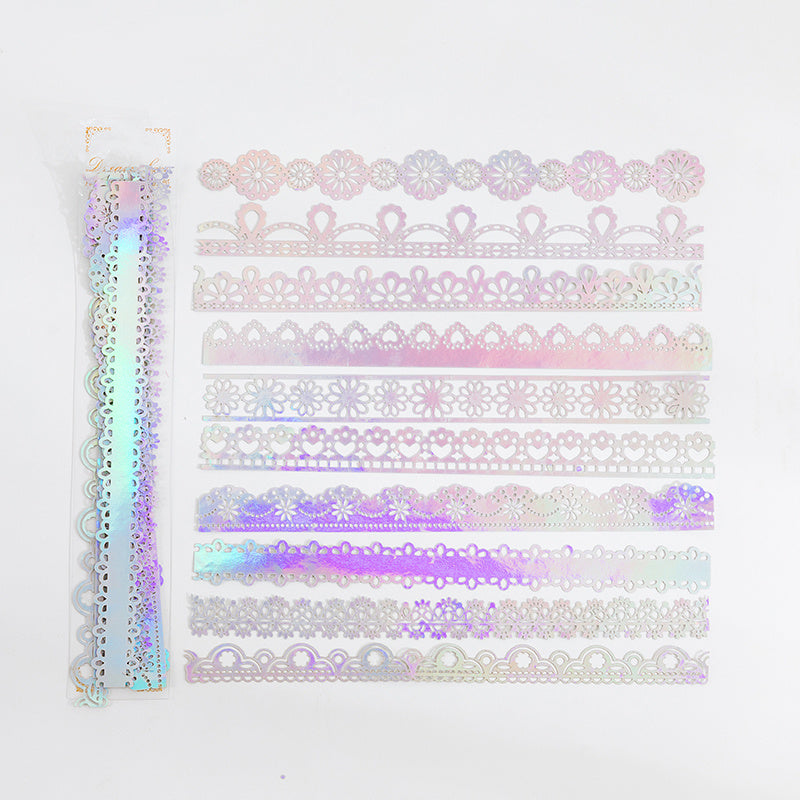 10pcs Lace Papers Retro Magnifier Hollow Golden Assorted Patterns Scrapbooking