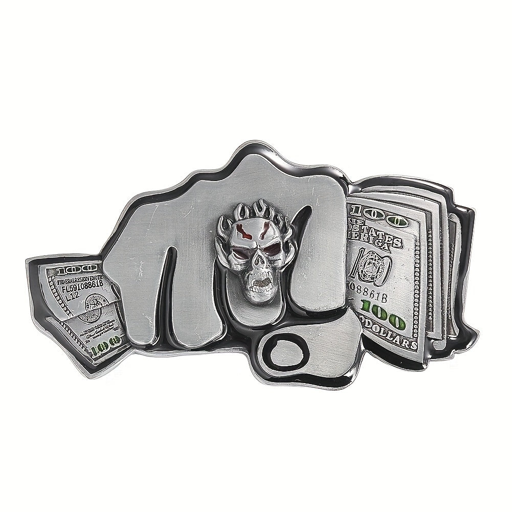 100 Dollar Bills Demon Skull Rings Metal Belt Buckle Gothic Hip hop Rock