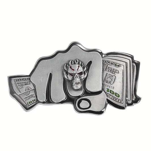 100 Dollar Bills Demon Skull Rings Metal Belt Buckle Gothic Hip hop Rock