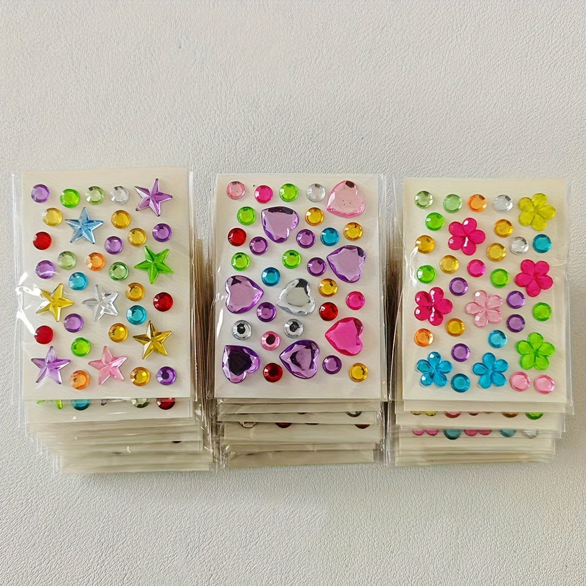 12pcs Mini Heart And Star Diamond Stickers Bright Acrylic Floral Decals