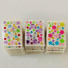 12pcs Mini Heart And Star Diamond Stickers Bright Acrylic Floral Decals