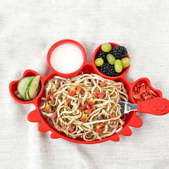 Colorful Small Crab Silicone Dinner Plate for Kids Red & Yellow