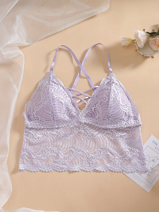  Sexy Bra Women's Floral Jacquard Lace Longline Bra