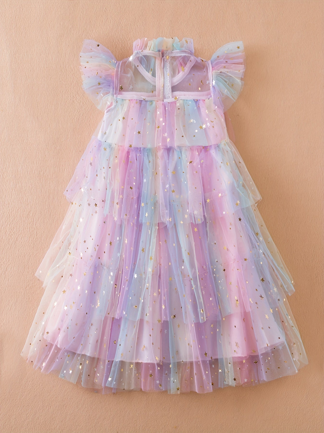 Toddler Girls Rainbow Star Sequins Princess Tutu Dress