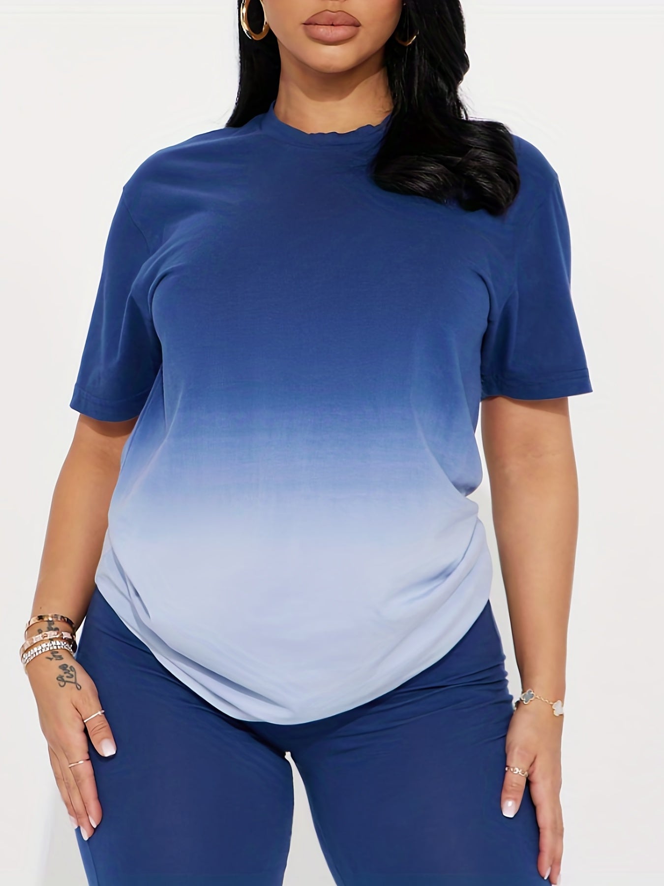 Women's Plus Ombre Print Tee & Leggings Set