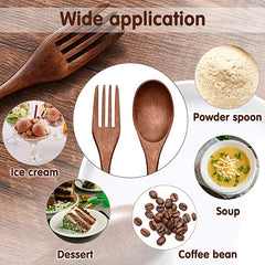 Wooden Spoon and Fork Set Kitchen Tableware Flatware Utensil Set