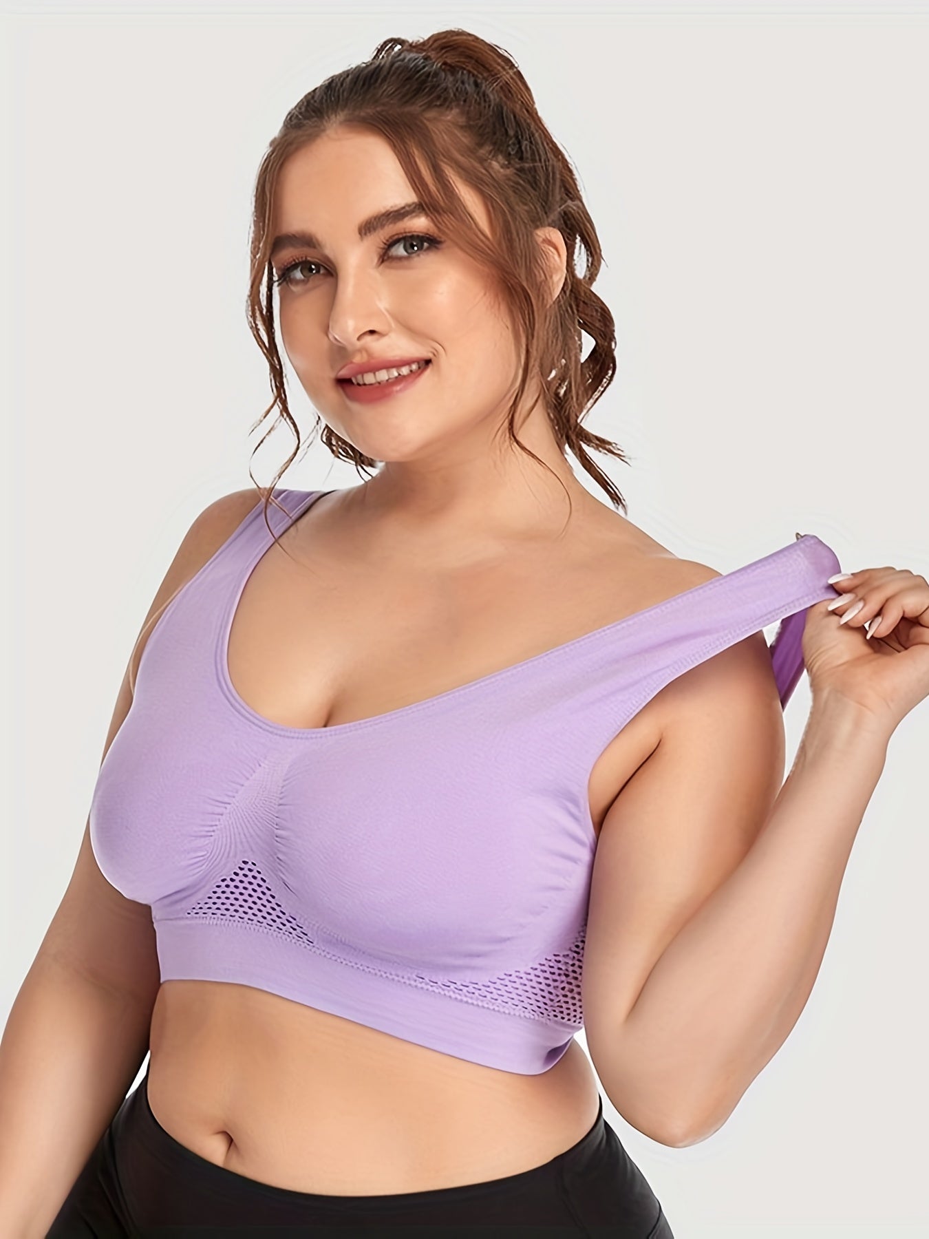 3 Pack Sporty Bra Set Plus Size Women's Eyelet Supportive Bra