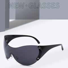 Star Detail Rimless Sports Sunglasses with Glass Box