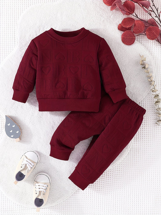 2pcs Baby Girls Letter Long Sleeve Top & Pants Baby Clothes