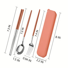 Portable Silverware Set With Storage Case Spoons Forks Chopsticks