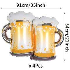 4pcs Beer Mug Balloons Party Decorations for Men