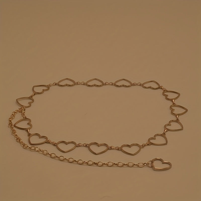 Heart Metal Waist Chain Adjustable Golden Belly Chain Belt