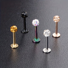 8mm Crystal Stud Lip Ring Rhinestones Cartilage Piercing Body Jewelry