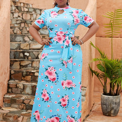 Floral Print Cut Out Maxi Dress Women's Plus Size