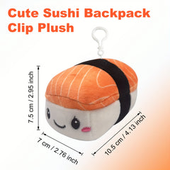 4" Salmon Sushi Plush Clip Backpack Clip