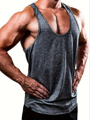 Men's Solid Workout Tank Top Casual Loose Stretch Knitted Top