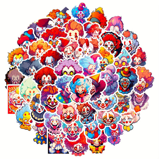 Macabre Circus Clown Stickers for Street Culture Enthusiasts