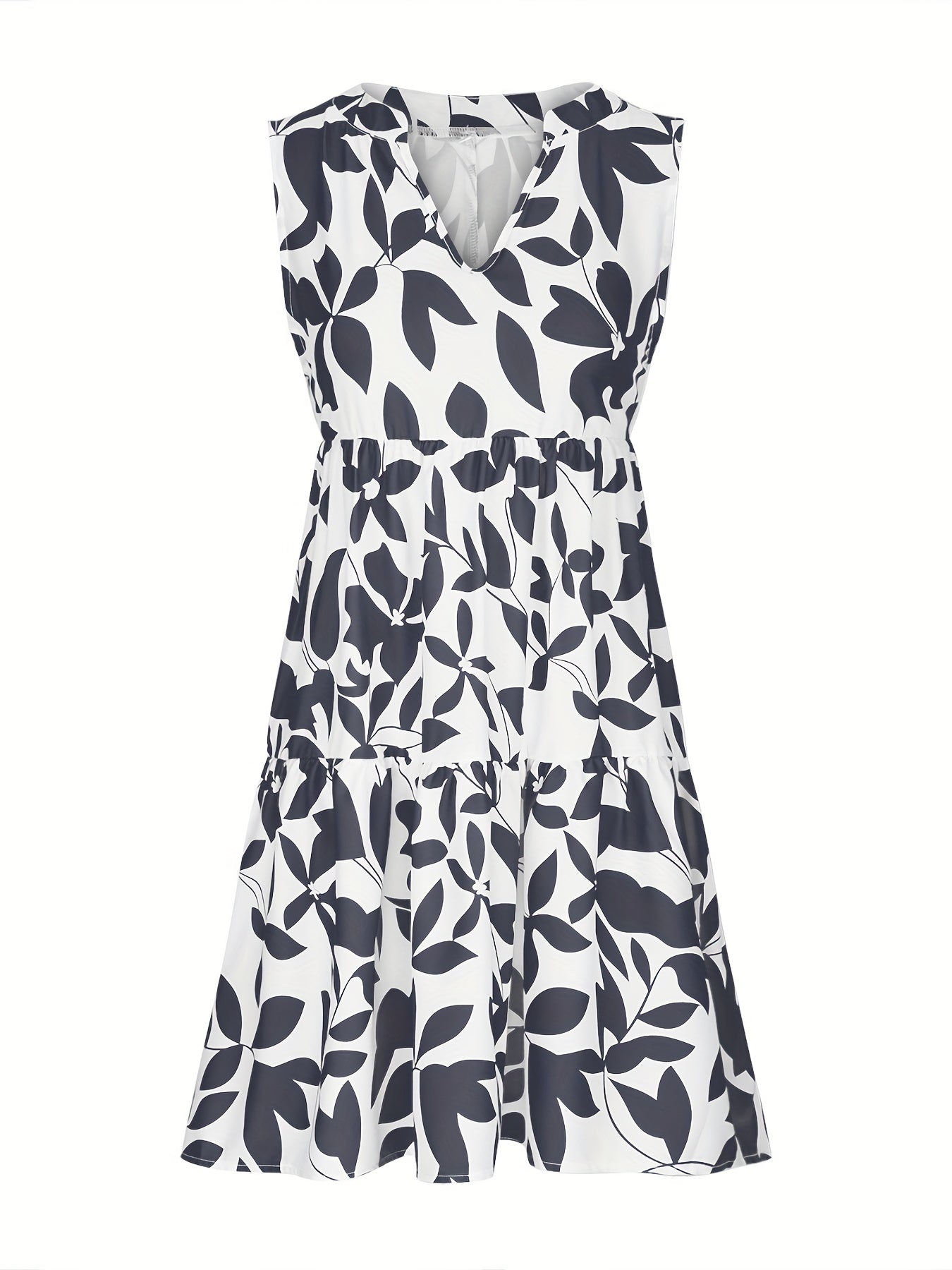  Casual Tank Dress Women's Plus Allover Print Mini Smock Dress