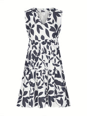  Casual Tank Dress Women's Plus Allover Print Mini Smock Dress