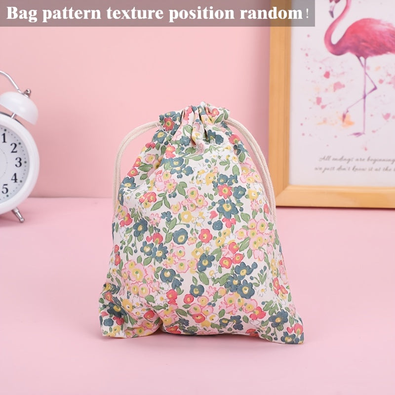 Rabbit Flower Leaf Drawstring Bag Storage Coin Pouch Key Bag