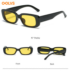 OOLVS Retro Rectangle Sunglasses Men Small Square Sun Glasses UV Protection