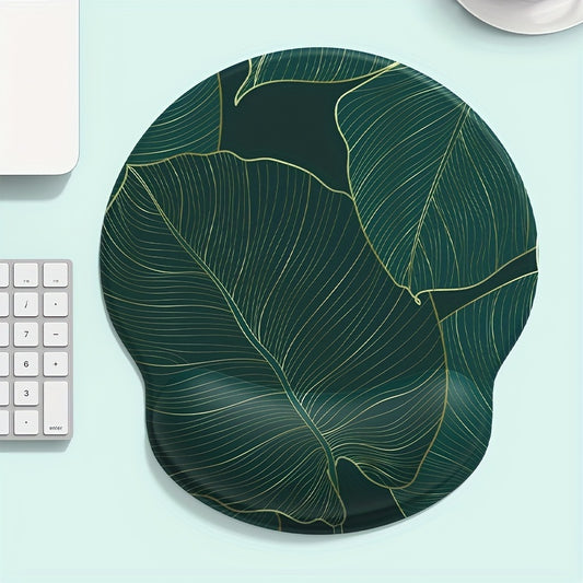 Green Tropical Leaf Wrist Mouse Pad for Laptop
