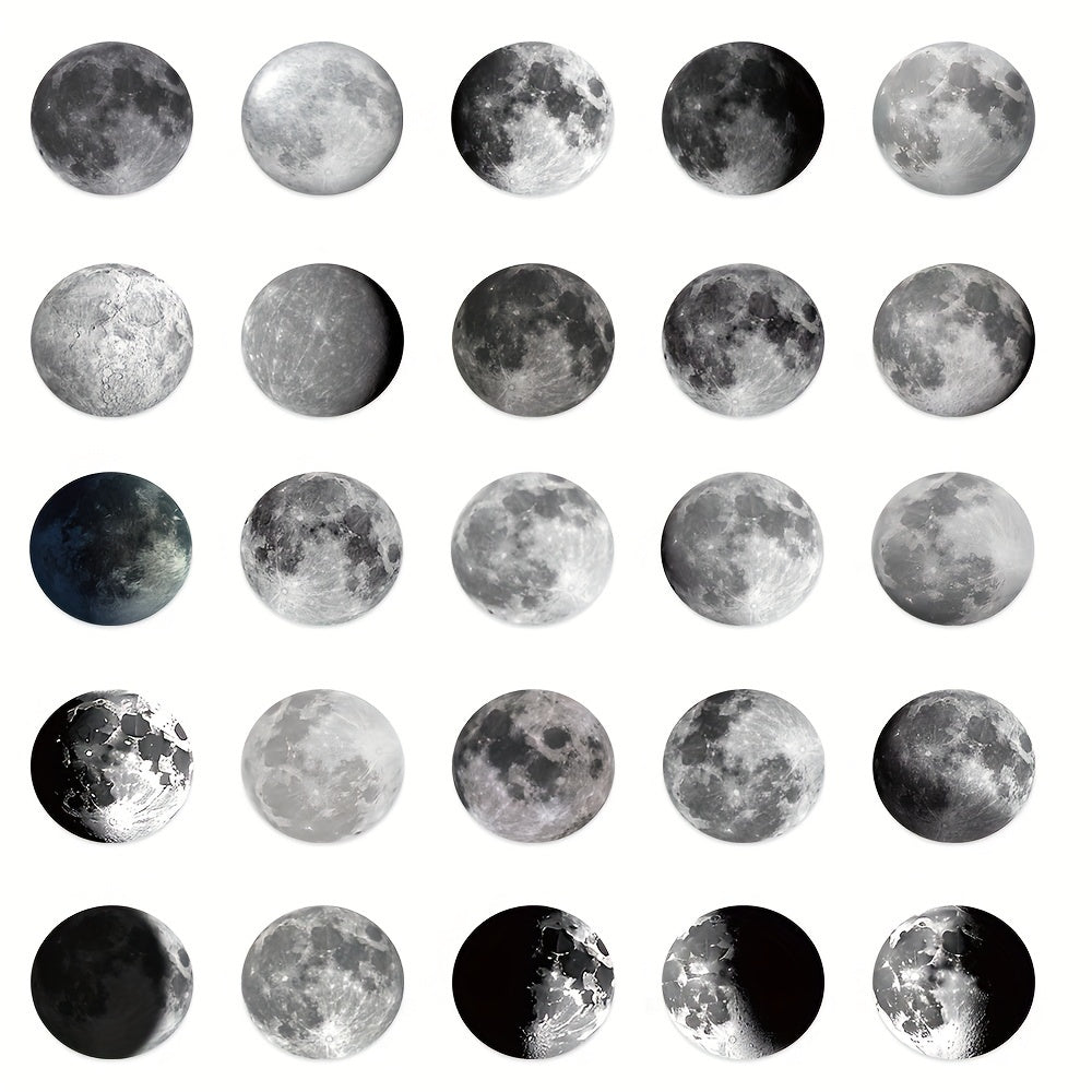 50pcs Moon Stickers Phone Case Laptop Water Cup Waterproof Decorative Stickers