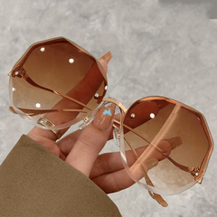 Round Rimless Sunglasses Gradient UV400 Sun Shades For Party Beach