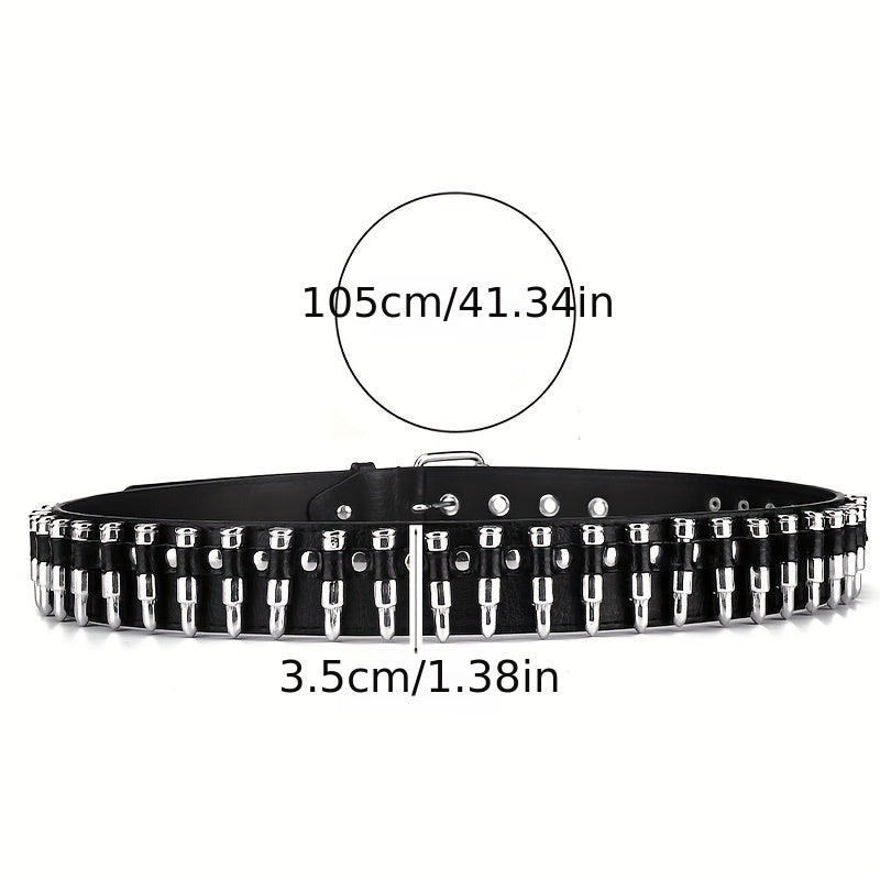 Adjustable Unisex Waist Belt Punk Bullets Rivet Studded Leather Belt