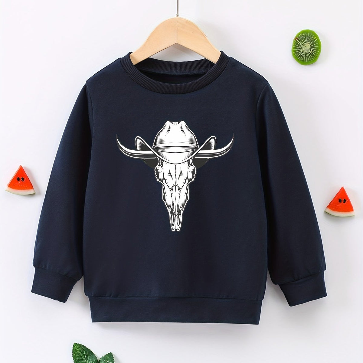 Cowboy Pattern Boys Sweatshirt Long Sleeve Pullover For Kids