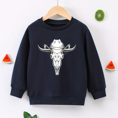 Cowboy Pattern Boys Sweatshirt Long Sleeve Pullover For Kids
