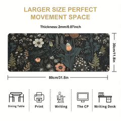 Boho Flowers Large Gaming Mouse Pads Non Slip Office Desk Mat