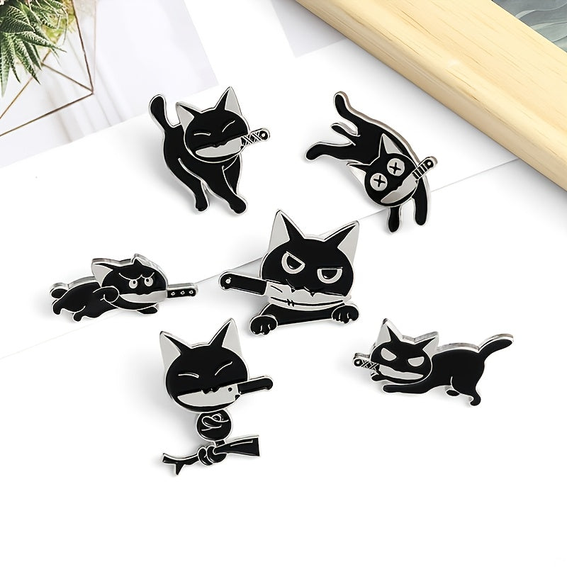 Mens Punk Cats Enamel Pins Brooches Lapel Badges Pin Jewelry
