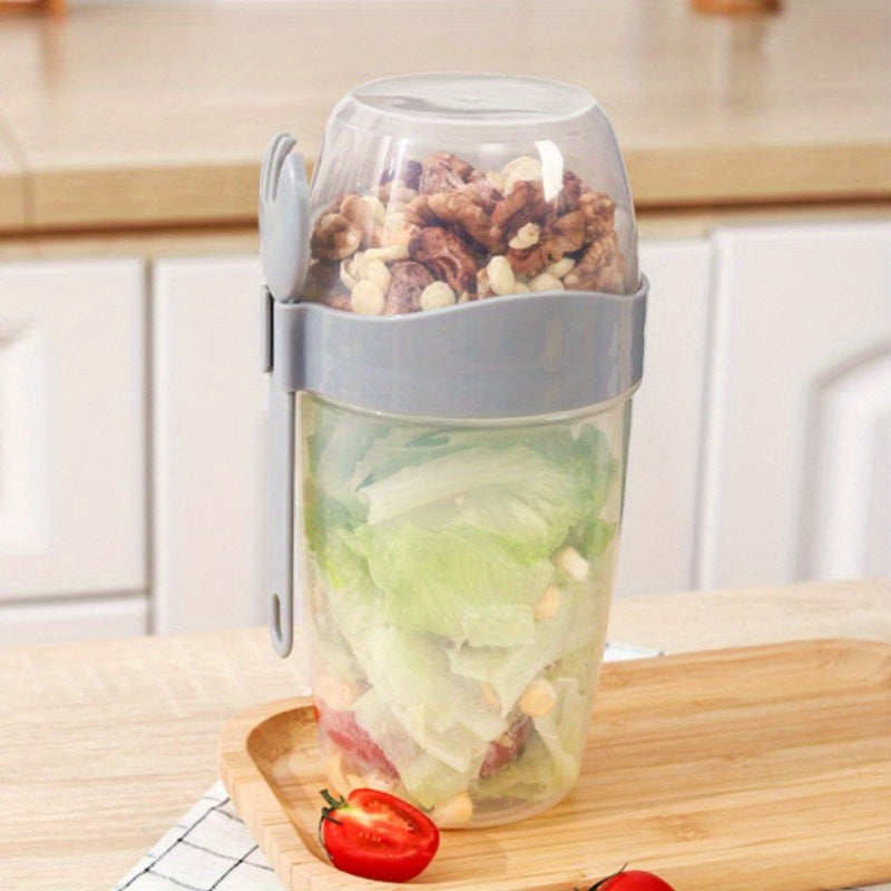 Portable Double Layer Salad Cup with Spoon