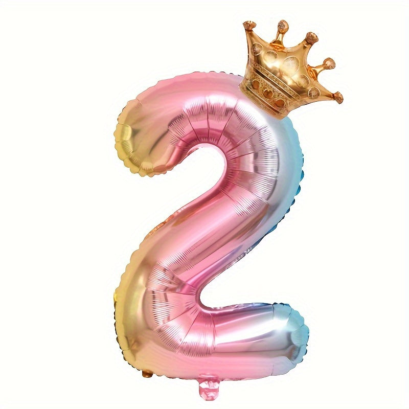 32 inch Gradient Crown Number Balloon Set