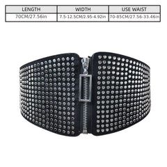 Wide Elastic Studded Belt Female Waist Gothic Plus Size Stretch